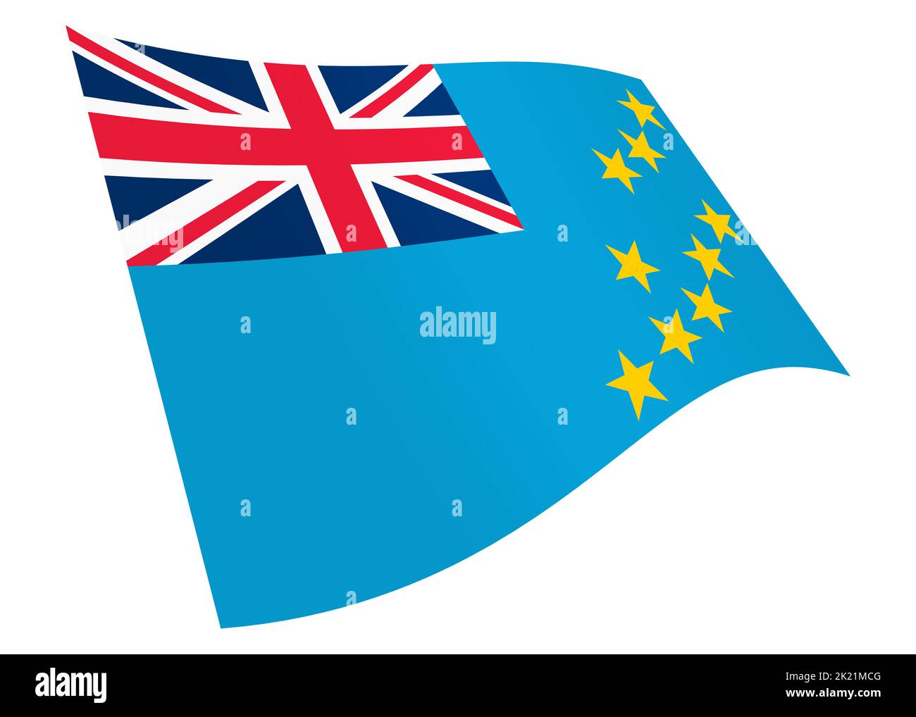 Tuvalu Waving drapeau graphique isolé sur blanc avec le chemin de coupure 3D illustration Banque D'Images