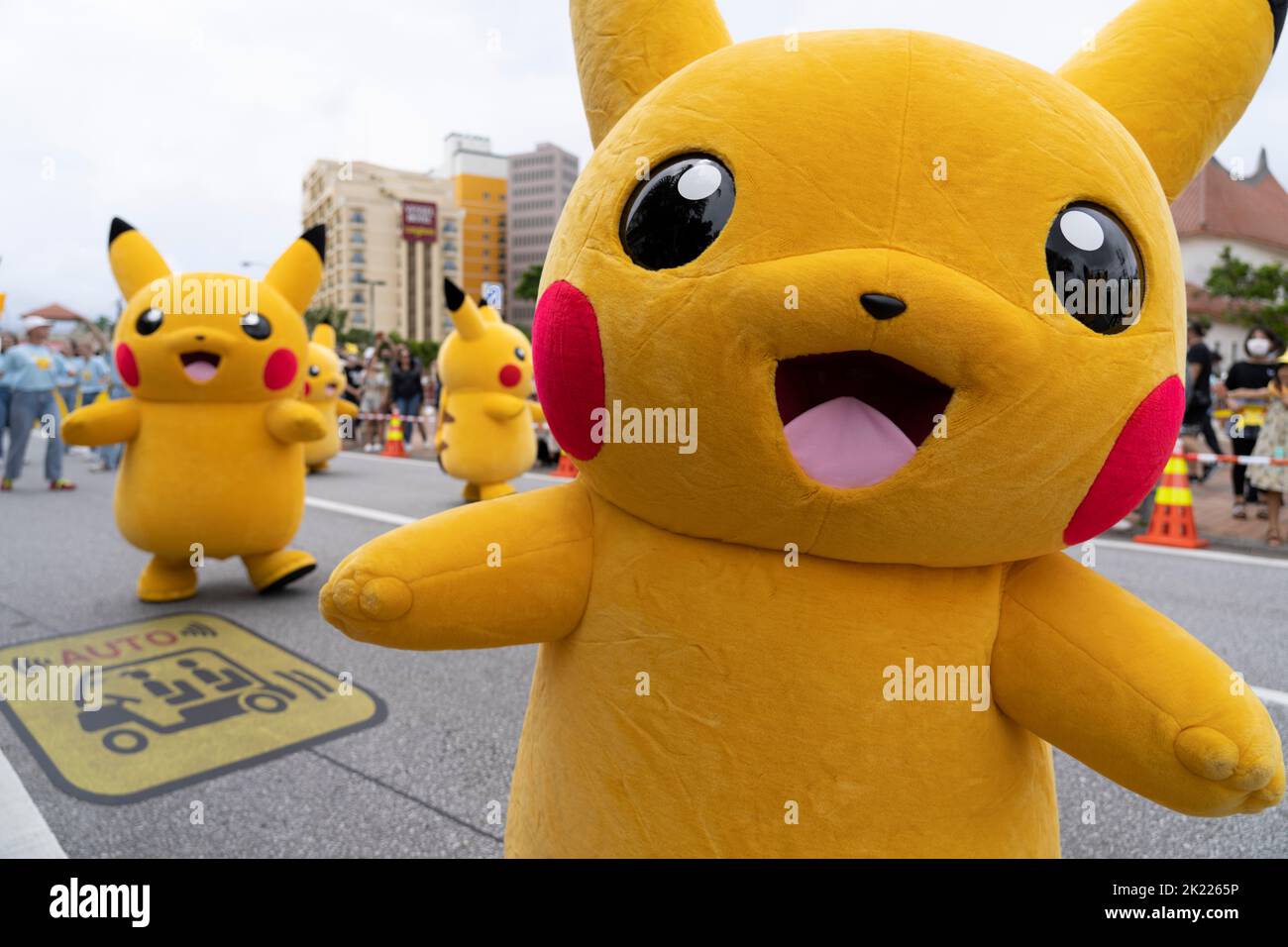 Pikachu Parade, Mihama, Chatan Town, Okinawa, Japon Banque D'Images