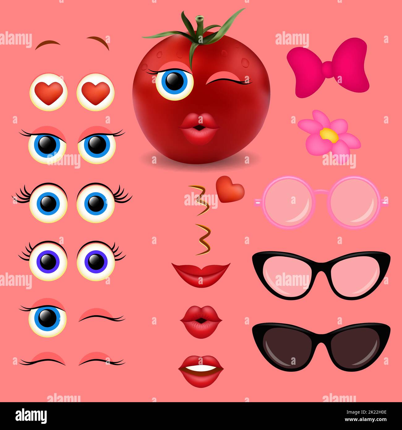 Collection de motifs vectoriels de tomates emoji créateur Illustration de Vecteur