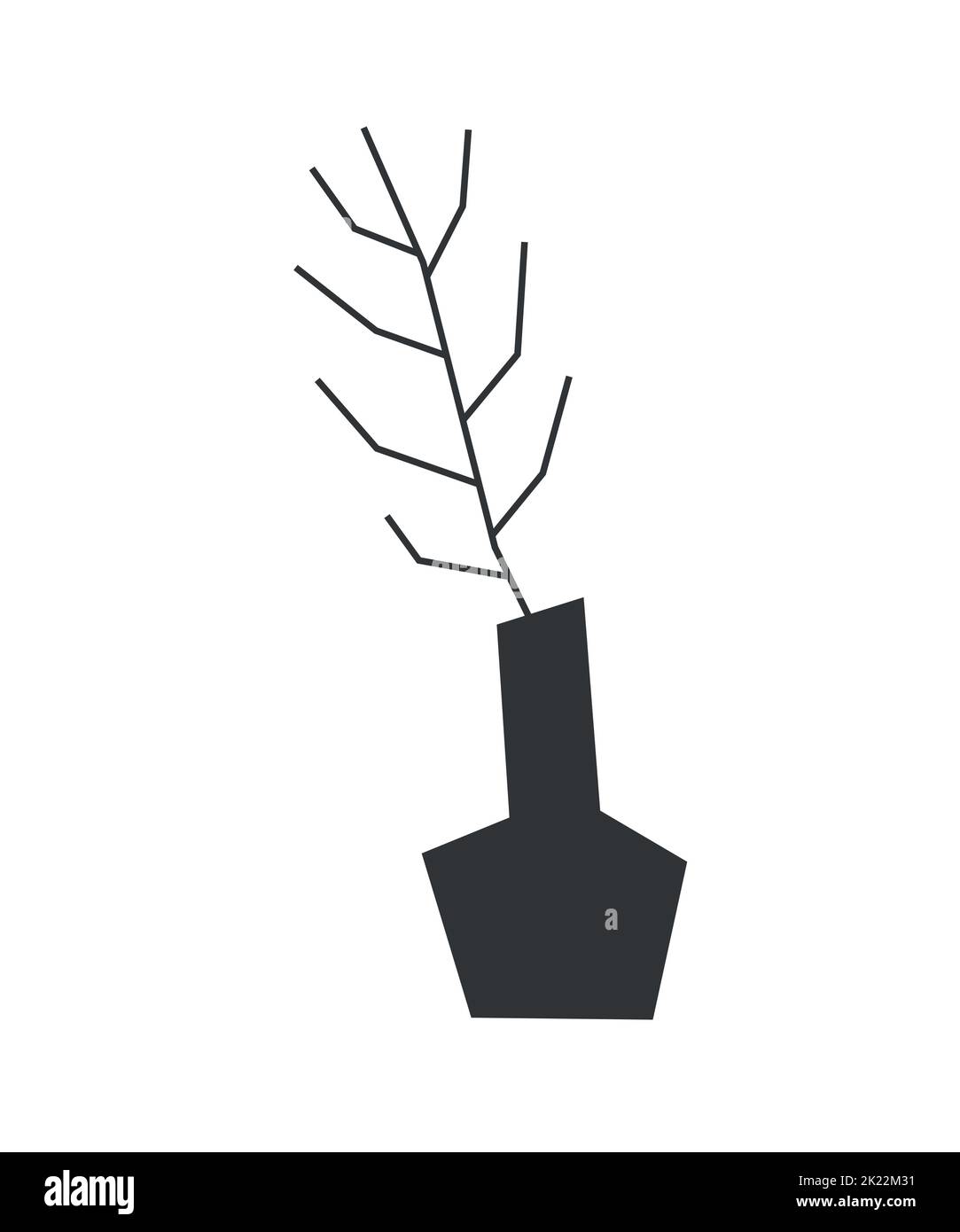 Illustration d'automne isolée vectorielle avec décoration scandinave - vase noir avec branche sans feuille. Symbole géométrique de l'heure d'automne. Décoratif Illustration de Vecteur