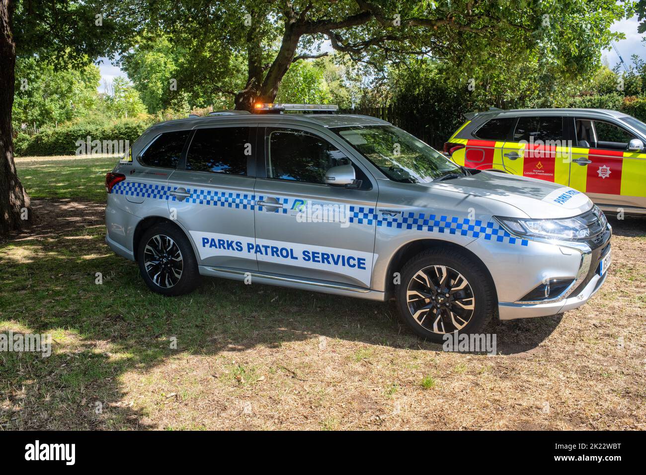 Véhicule de Royal Parks en vue à met in the Park, événement annuel à Old Deer Park, Richmond-upon-Thames, Londres. Banque D'Images