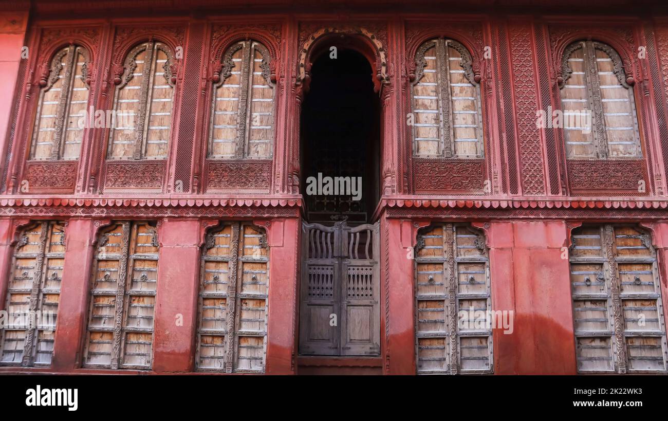 Vue arrière de Rampuria Haveli, Bikaner, Rajasthan, Inde. Banque D'Images