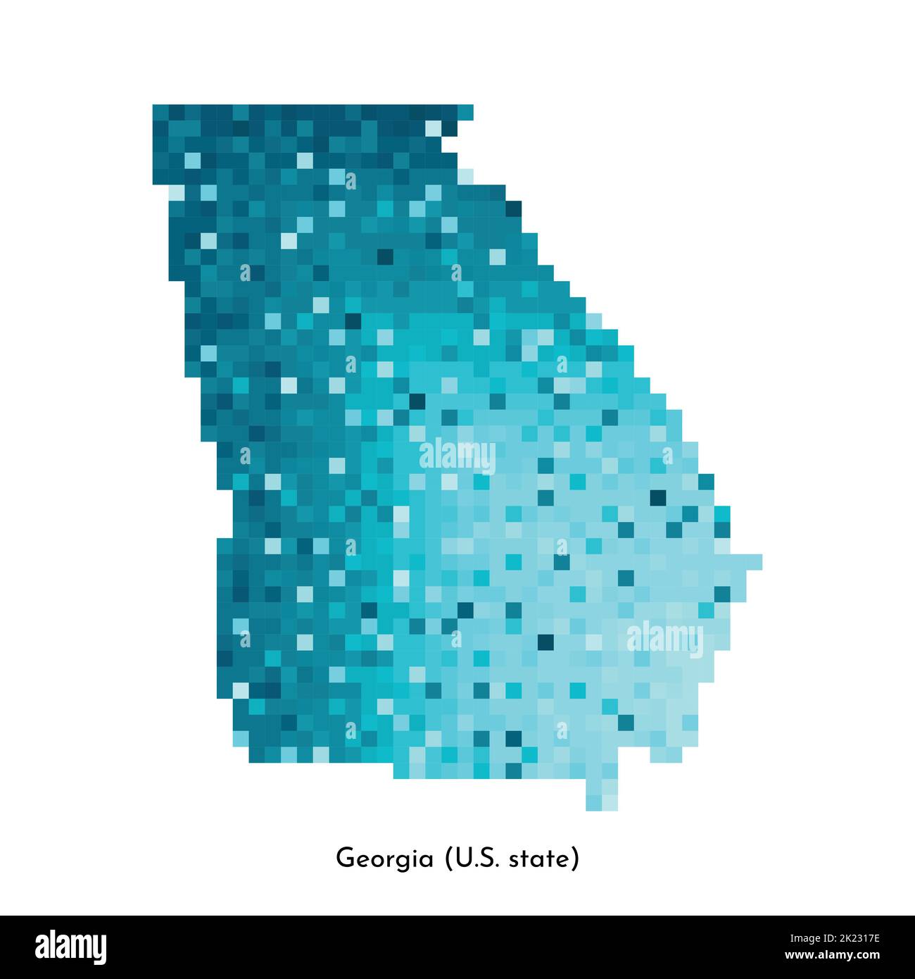 Illustration géométrique à vecteur isolé avec zone bleu glacé des États-Unis - carte de l'État de Géorgie (État des États-Unis). Style pixel art pour modèle NFT. Colorfu simple Illustration de Vecteur