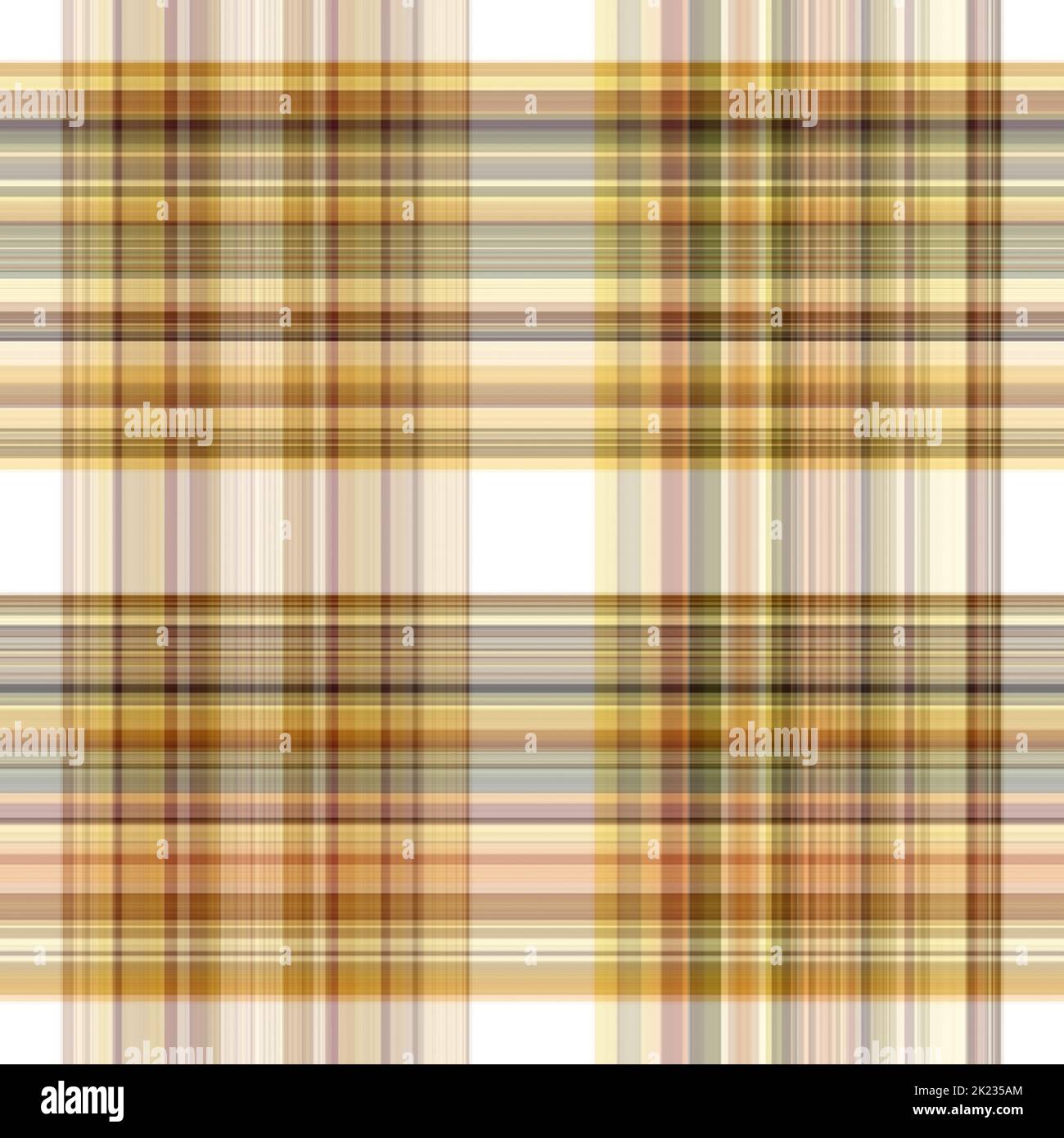 Tissu écossais blanc forêt à motif sans couture. Motif écossais de forêt automnale ton sur ton avec texture organique. Arrière-plan de bande orange pour papier peint rugueux. Banque D'Images