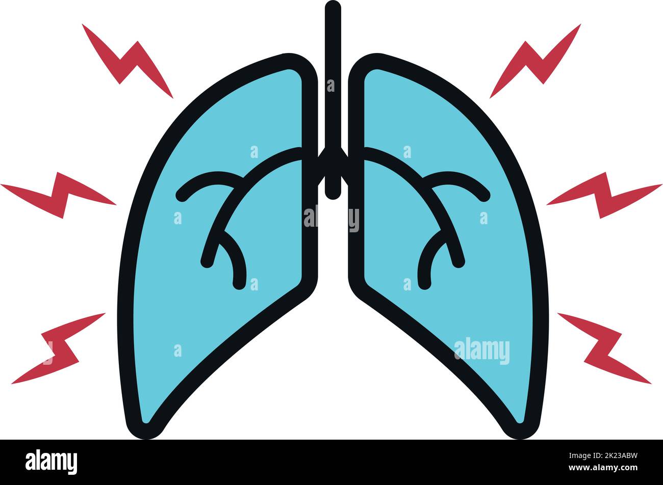 Icône maladie des poumons. Maladie respiratoire. Symbole de pneumonie Illustration de Vecteur