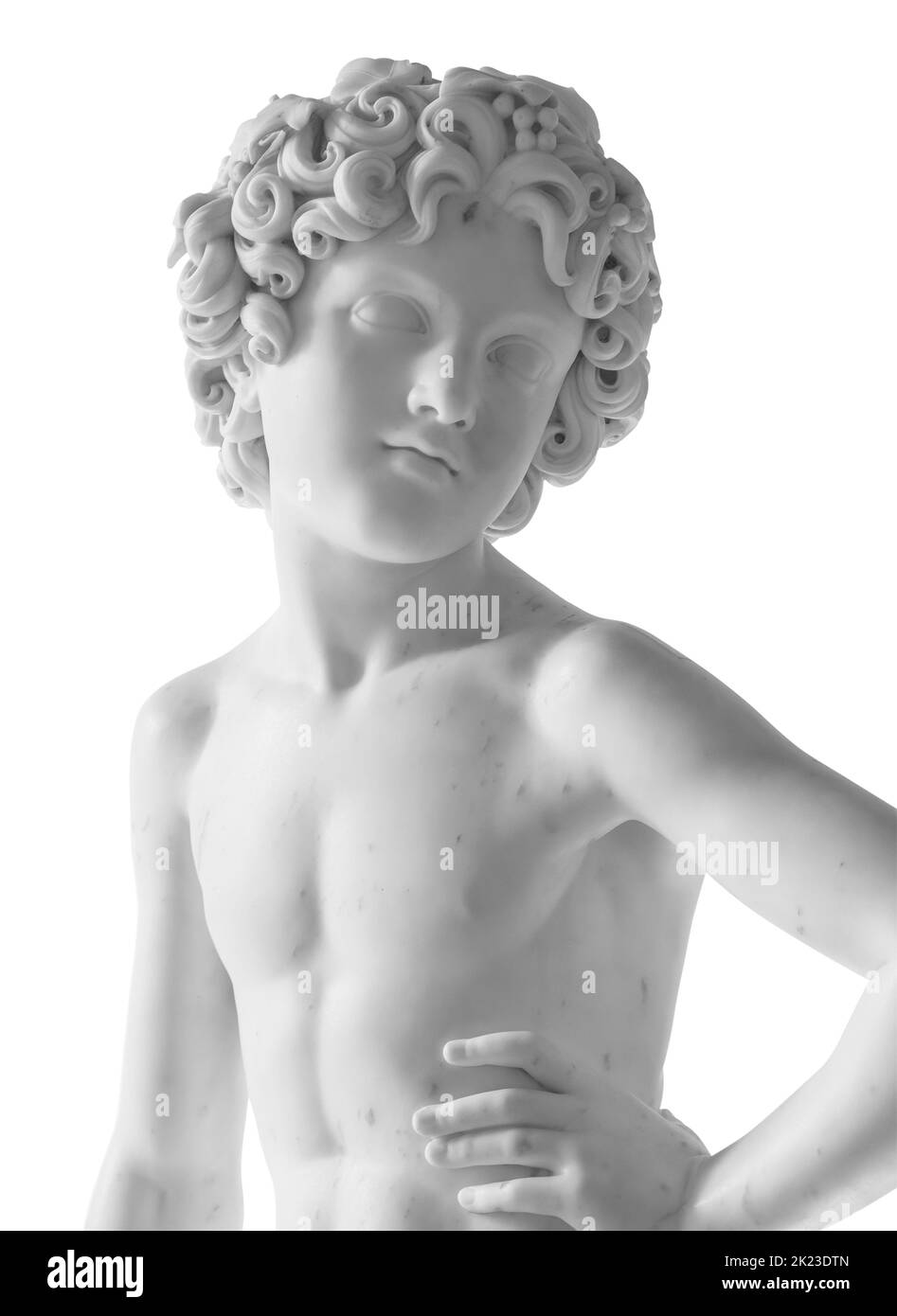 Statue ancienne. Sculpture de Bacchus de Lorenzo Bartolini au Musée de l'Ermitage. Photo isolée de chef-d'œuvre avec masque Banque D'Images