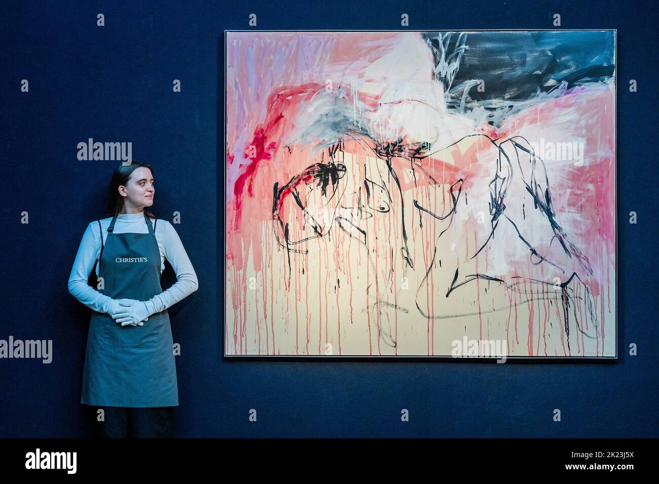 Londres, Royaume-Uni. 22nd septembre 2022. Une peinture profondément personnelle, comme un nuage de sang (2022), de Tracey Emin, doit être vendue par l'artiste au profit de son pionnier TKE Studios à Margate. La peinture sera proposée avec une estimation de £500 000-700 000 dans Christie's 20th/21st Century: London Evening sale le jeudi 13 octobre 2022. Crédit : Guy Bell/Alay Live News Banque D'Images