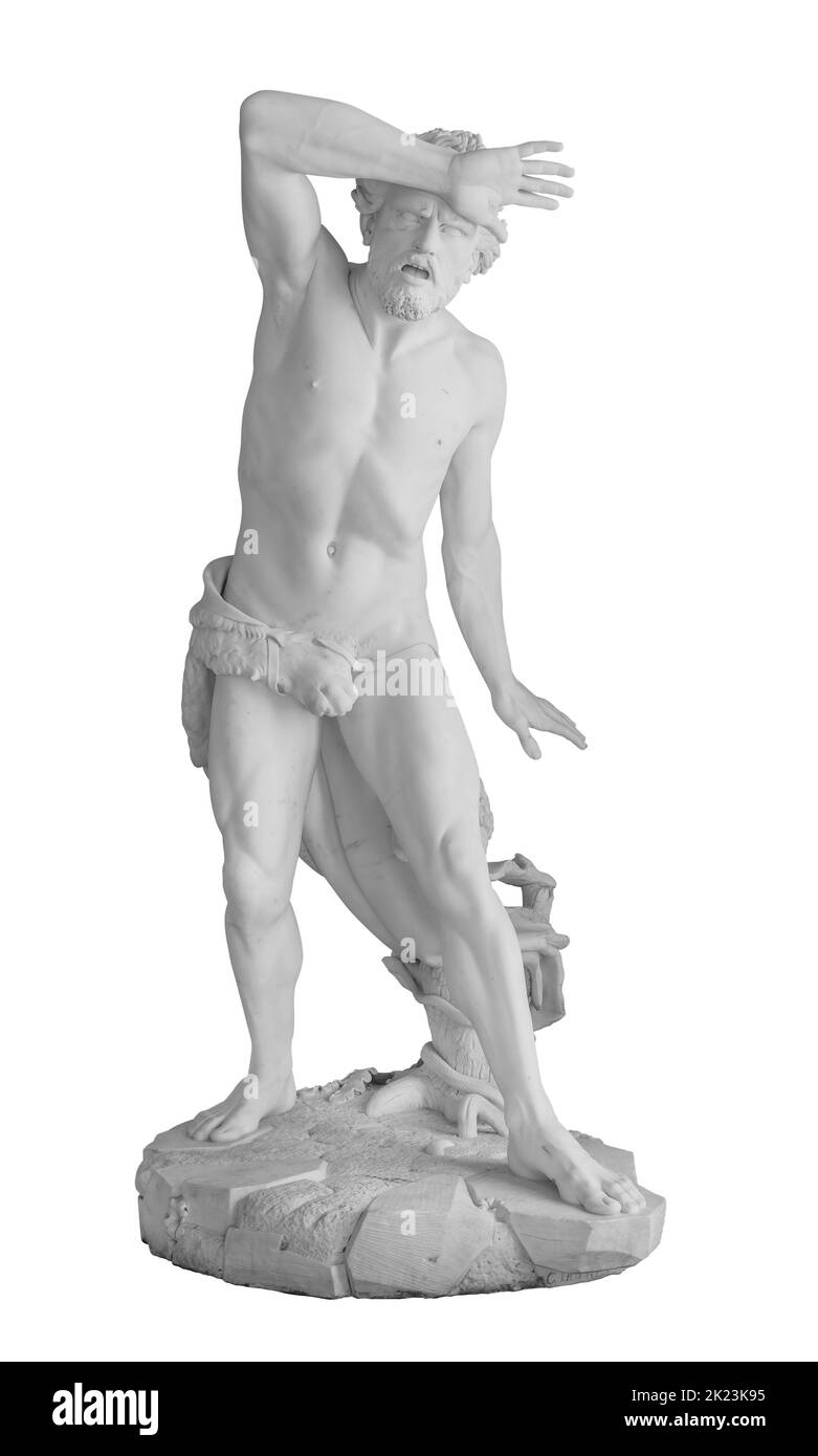 Statue ancienne. Sculpture de Caïn de Giovanni Dupre dans le Musée de l'Ermitage. Photo isolée de chef-d'œuvre avec masque Banque D'Images Statue ancienne. Sculpture de Caïn de Giovanni Dupre dans le Musée de l'Ermitage. Photo isolée de chef-d'œuvre avec masque Banque D'Images