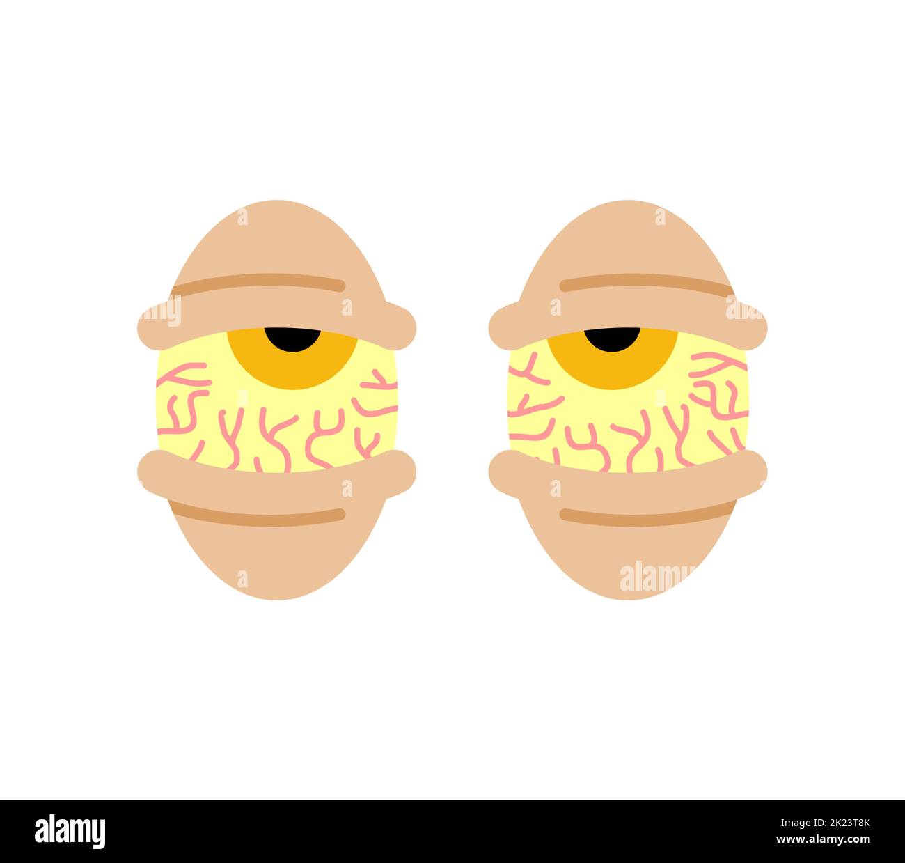 Yeux fatigués avec capillaires. Yeux rasta isolés. Yeux tripty. Addict avec yeux rouges. Illustration de Vecteur