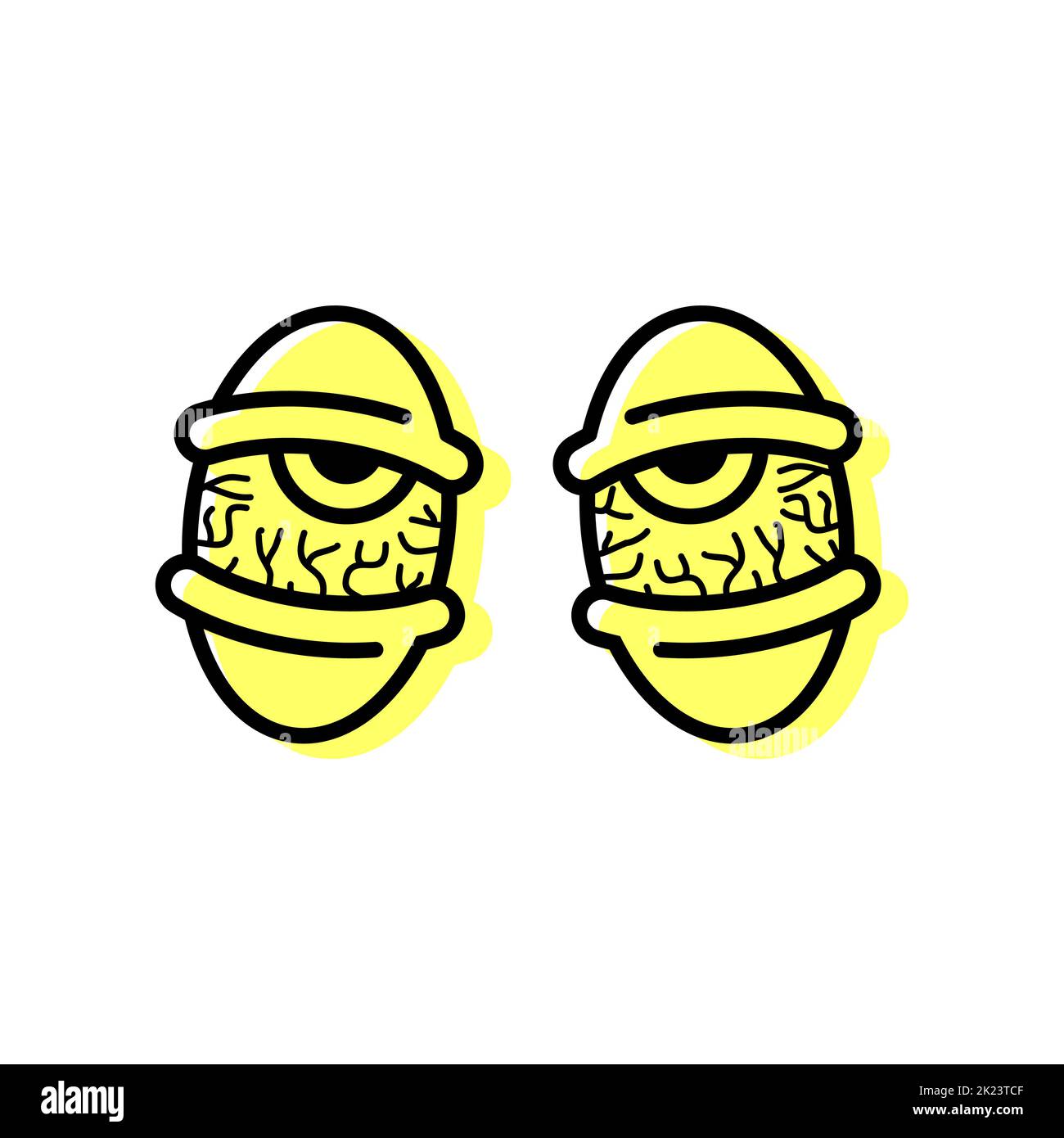 Yeux fatigués avec capillaires. Yeux rasta isolés. Yeux tripty. Addict avec yeux rouges. Illustration de Vecteur