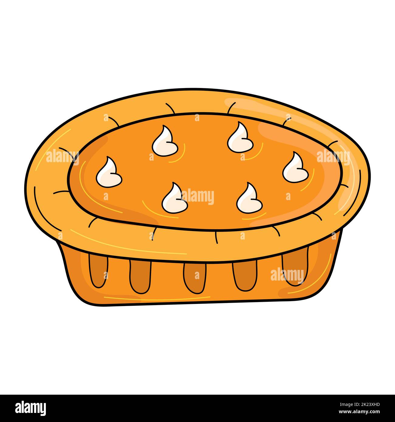 Tarte traditionnelle américaine maison à la citrouille et crème fouettée, illustration vectorielle isolée sur fond blanc. Image de dessin animé Illustration de Vecteur