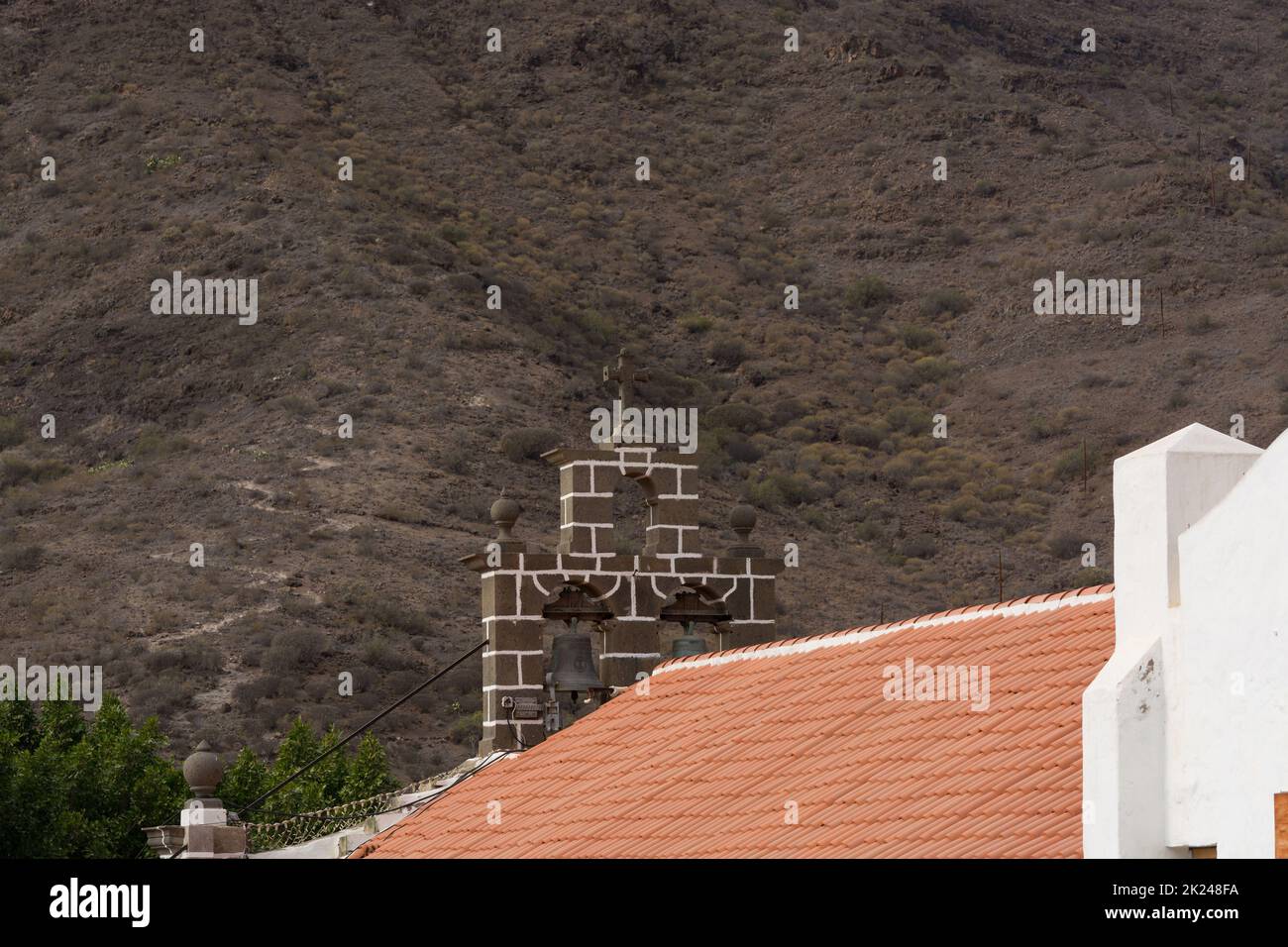 Barranco de Fataga sur l'île des Canaries de Gran Canaria en été Banque D'Images