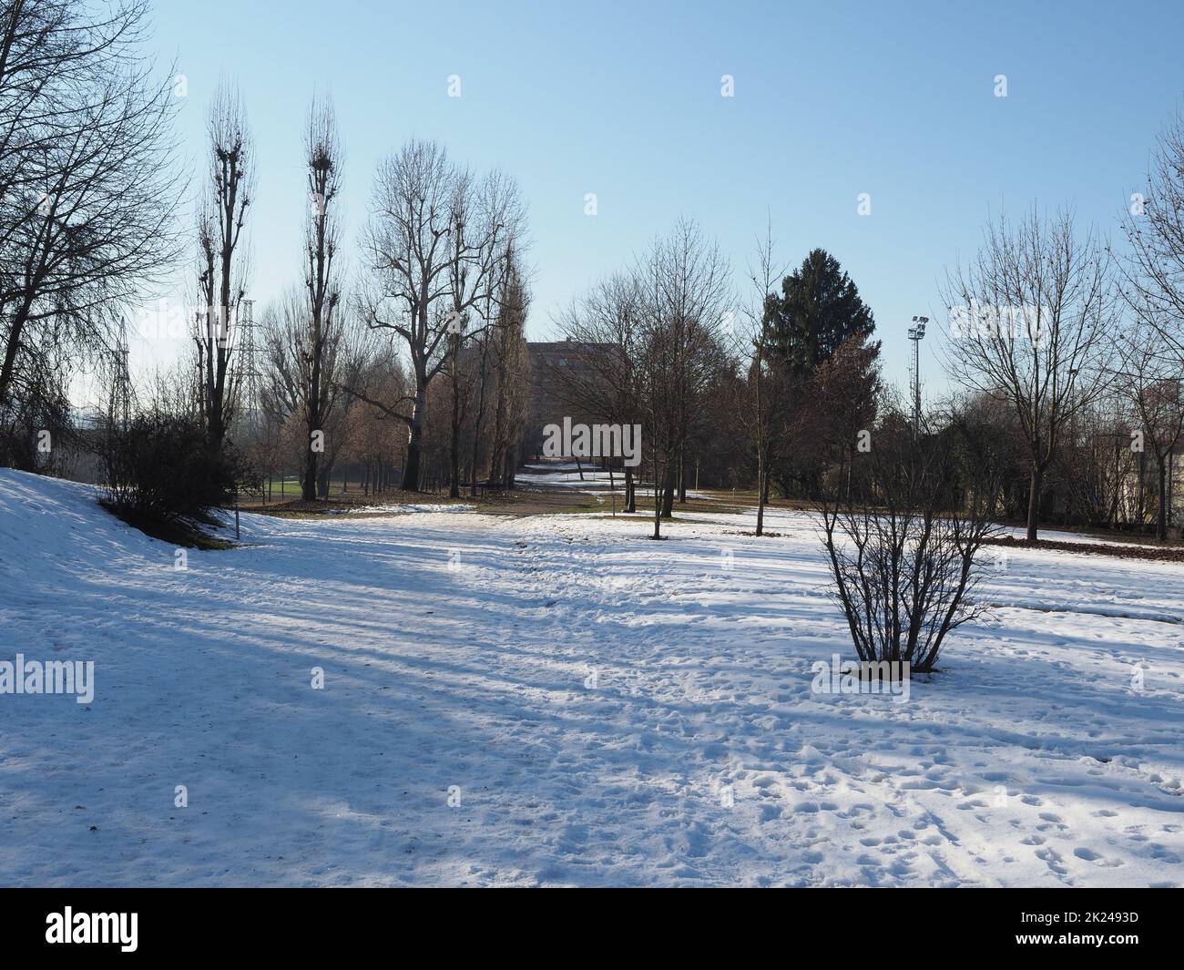 Parc de la Bricel sur les rives du po et du canal de Cavour à Chivasso, Italie Banque D'Images