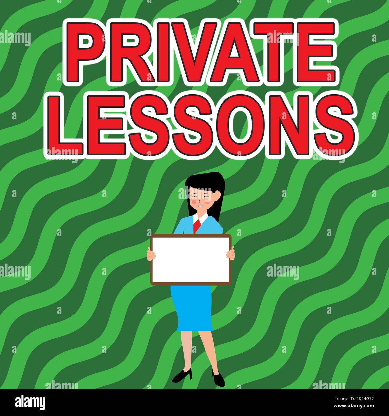 Légende conceptuelle leçons privées, enseignement conceptuel de photo qui est généralement payé en privé par de petits groupes belle Lady debout tenant Whiteboa Banque D'Images