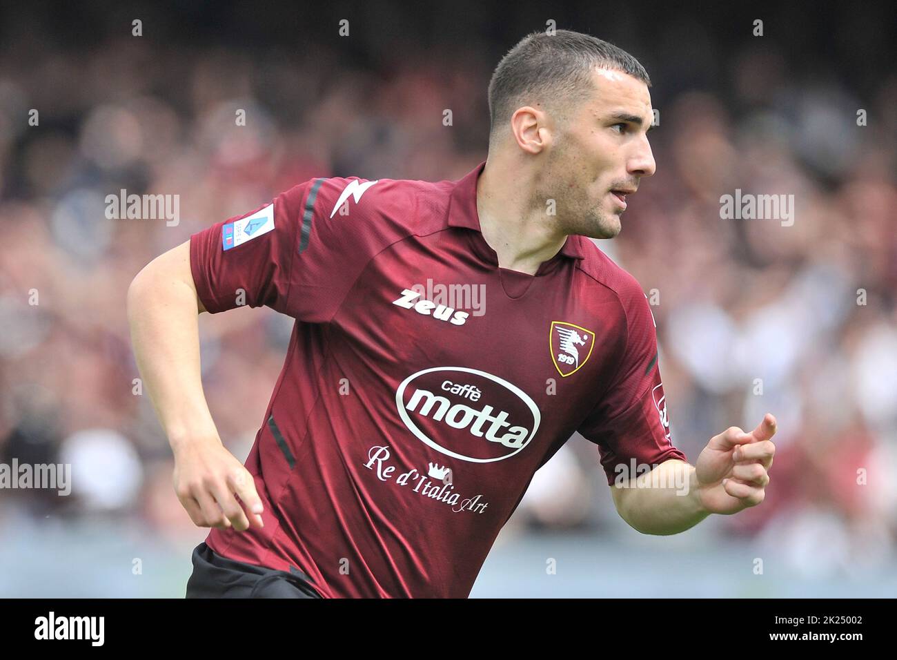 Federico Bonazzoli joueur de Salernitana, pendant le match de la Serie italienne Une ligue entre Salernitana vs Fiorentina résultat final, Salernitana 2 Banque D'Images