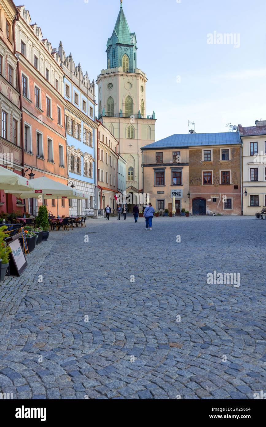 Lublin, Pologne 23 mai 2022 Tour Trinitaire, vue de la place