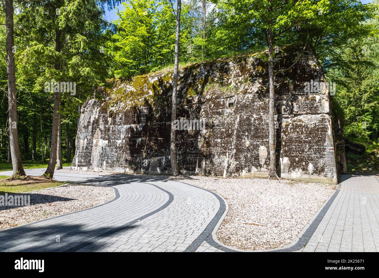 Abri de nœud de communication dans Wolf's Lair. Ancien quartier général de guerre d'Adolf Hitler en Pologne. Banque D'Images