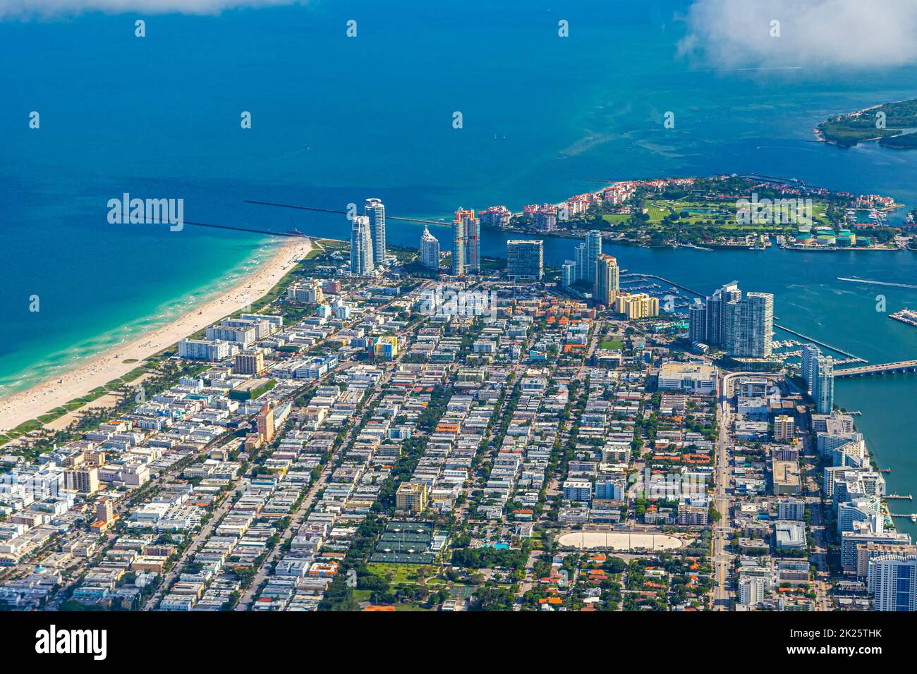 Antenne de la ville et plage de Miami Banque D'Images