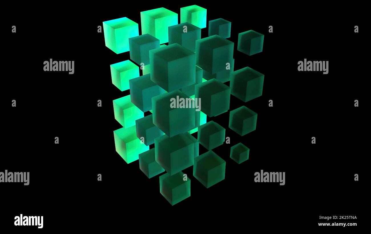 Fractale à partir de cubes d'aigue-marine Banque D'Images