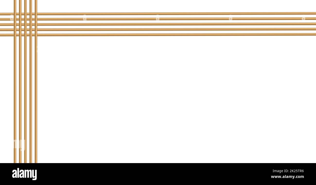 Modèle moderne de carte postale web de luxe géométrique pour les affaires ou la présentation avec des lignes dorées sur fond blanc - Vector Banque D'Images
