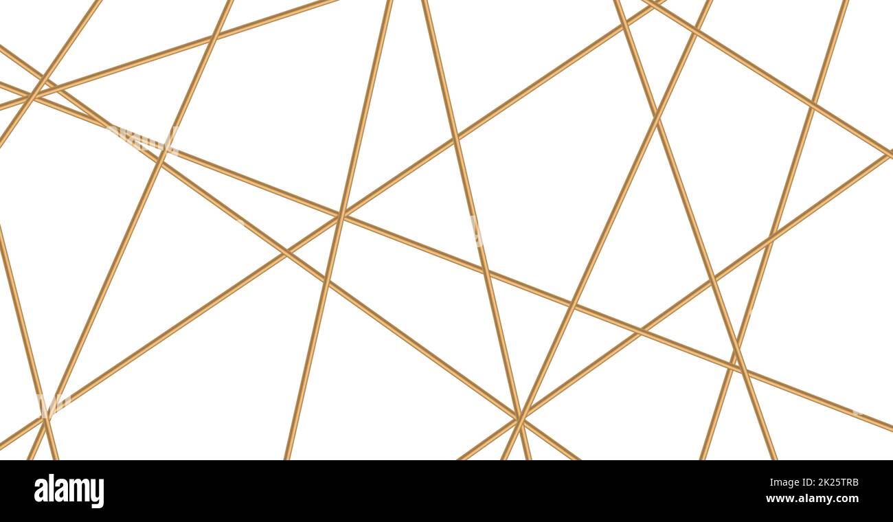 Modèle moderne de carte postale web de luxe géométrique pour les affaires ou la présentation avec des lignes dorées sur fond blanc - Vector Banque D'Images
