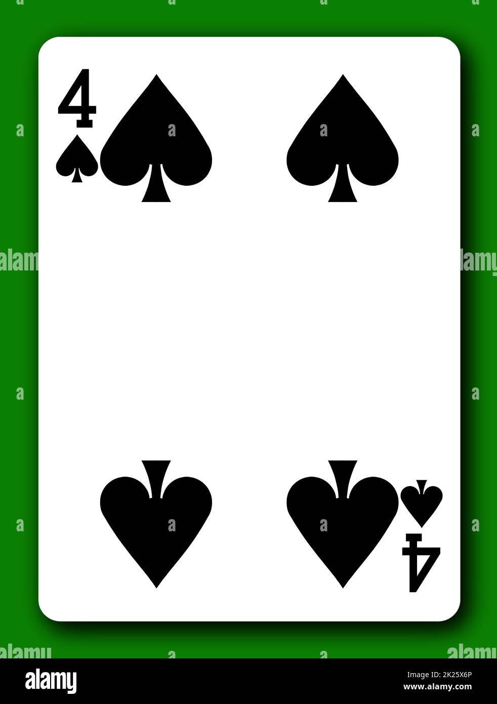 4 quatre de la carte à jouer Spades avec le chemin d'écrêtage pour enlever l'arrière-plan et l'ombre 3D illustration Banque D'Images