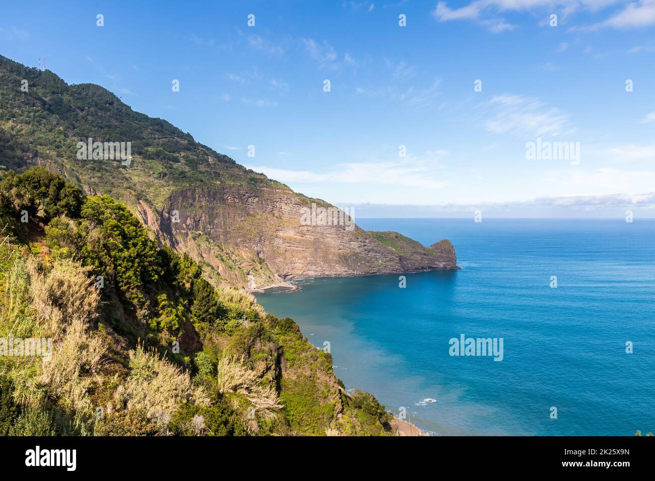 Porto da Cruz sur les hauteurs vers la mer, Madère Banque D'Images