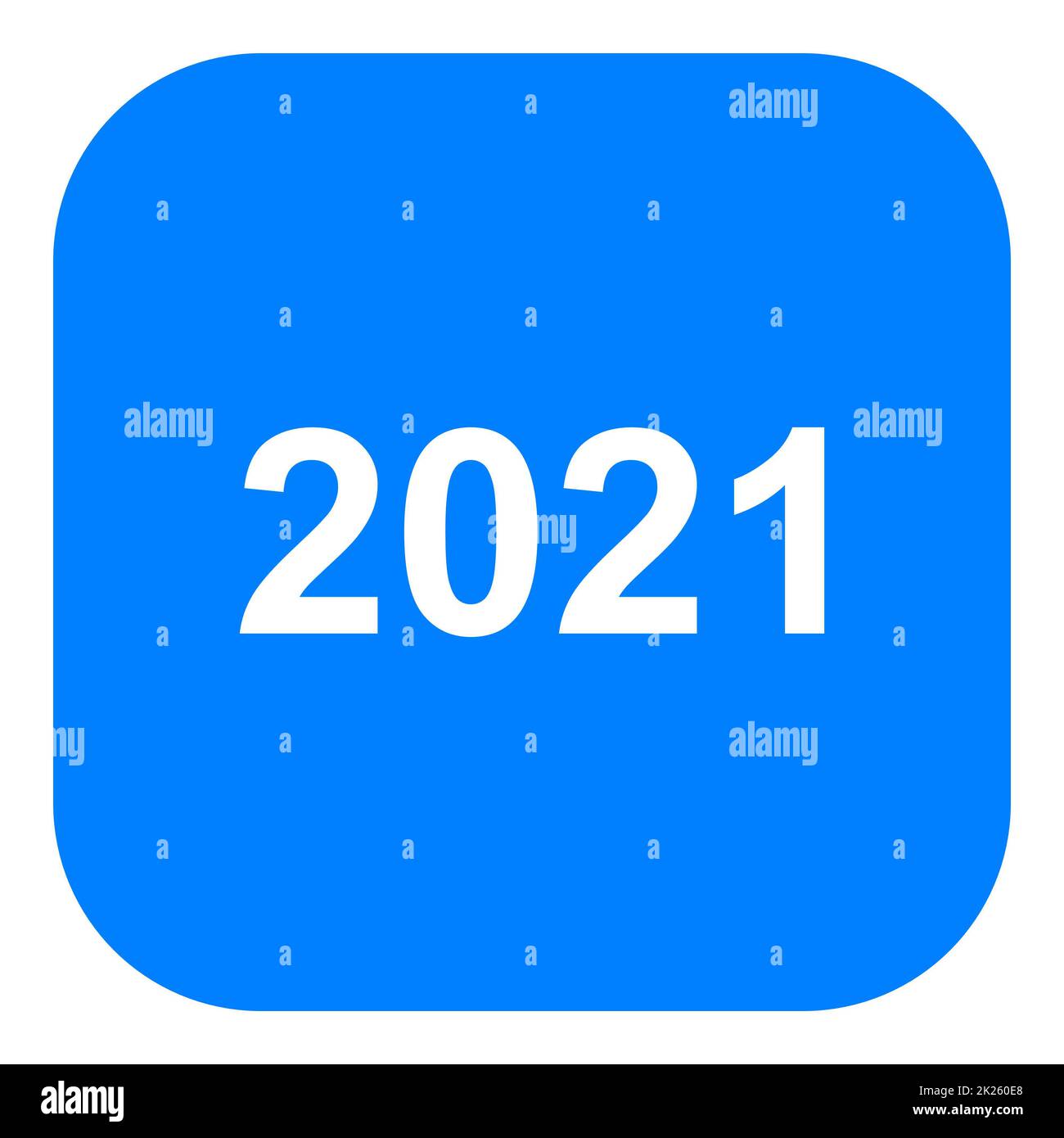 Année 2021 et icône de l'application Banque D'Images