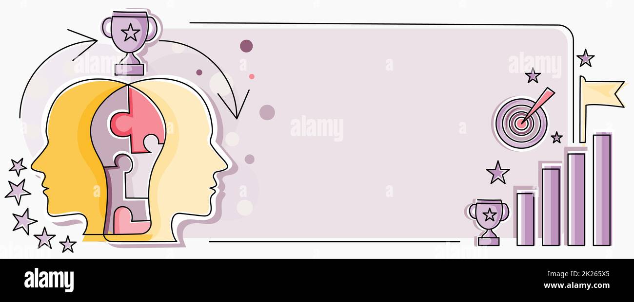 Deux têtes liées à Puzzle montrant la résolution des problèmes et le partage de la réussite.Des idées de résolution connectées à des cerveaux qui atteignent des résultats Banque D'Images