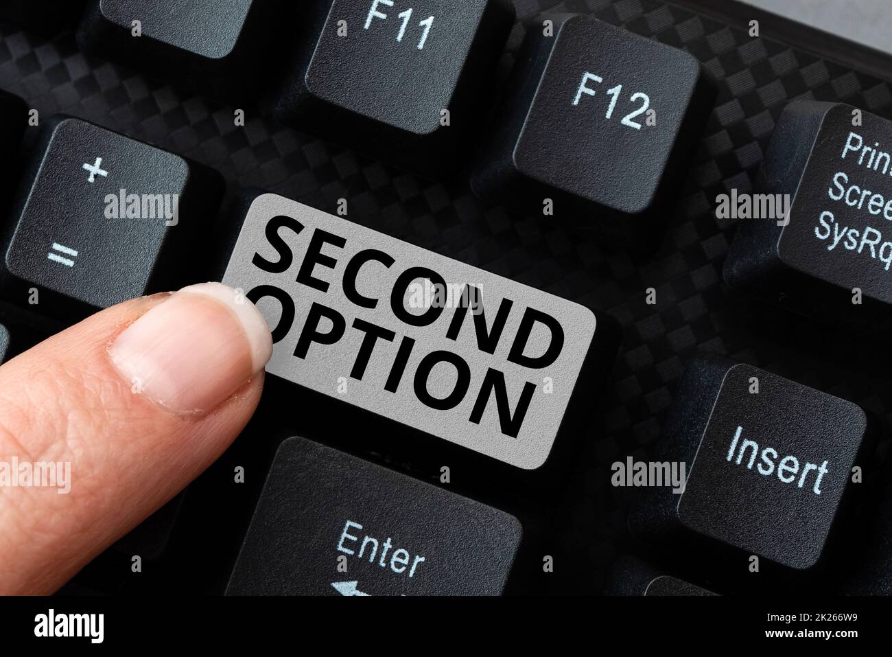 Seconde Option Inspiration montrant le deuxième signe option. Mot écrit sur Suivant ...