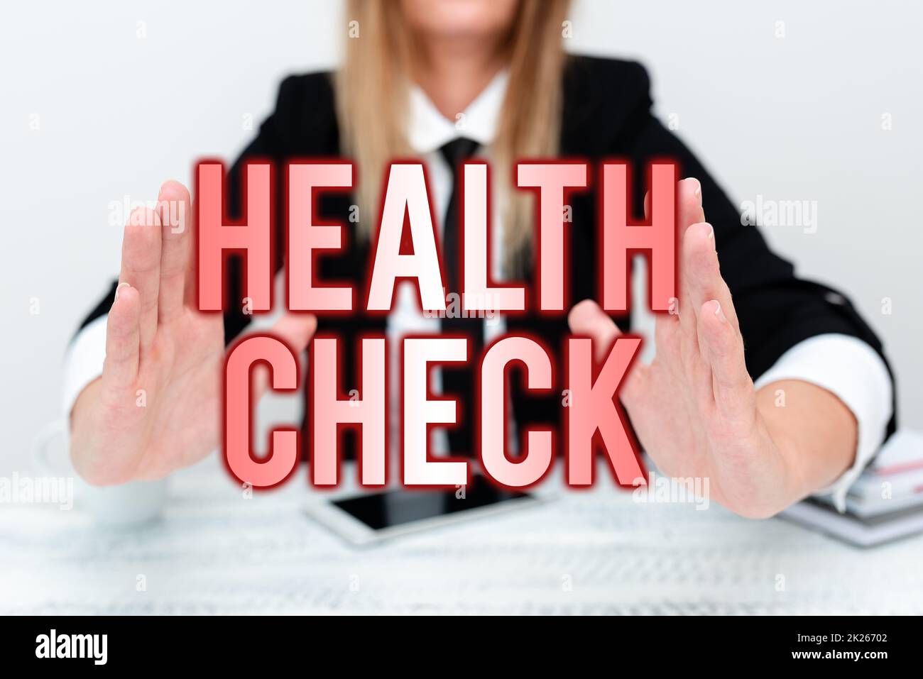 Vérification du fonctionnement du texte d'écriture manuscrite. Aperçu de l'entreprise examen médical bien-être et inspection générale de l'état expliquer le problème de l'entreprise, Résumé fournir des solutions aux différends Banque D'Images