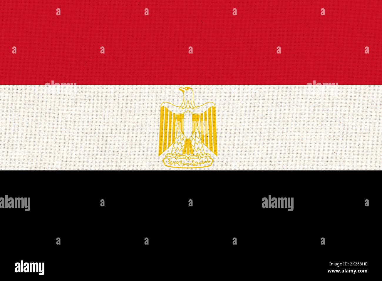 Drapeau de l'Égypte. Drapeau égyptien sur la surface en tissu. Texture du tissu Banque D'Images