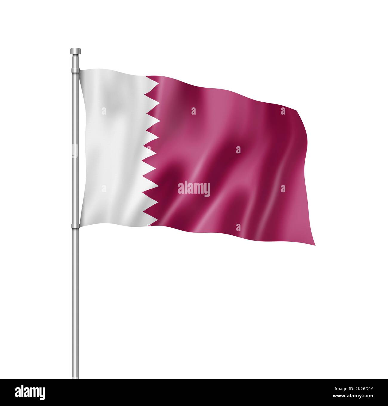 Drapeau du Qatar isolé sur blanc Banque D'Images