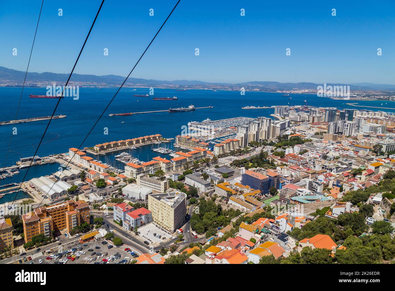Gibraltar vue depuis le haut du Rocher Banque D'Images