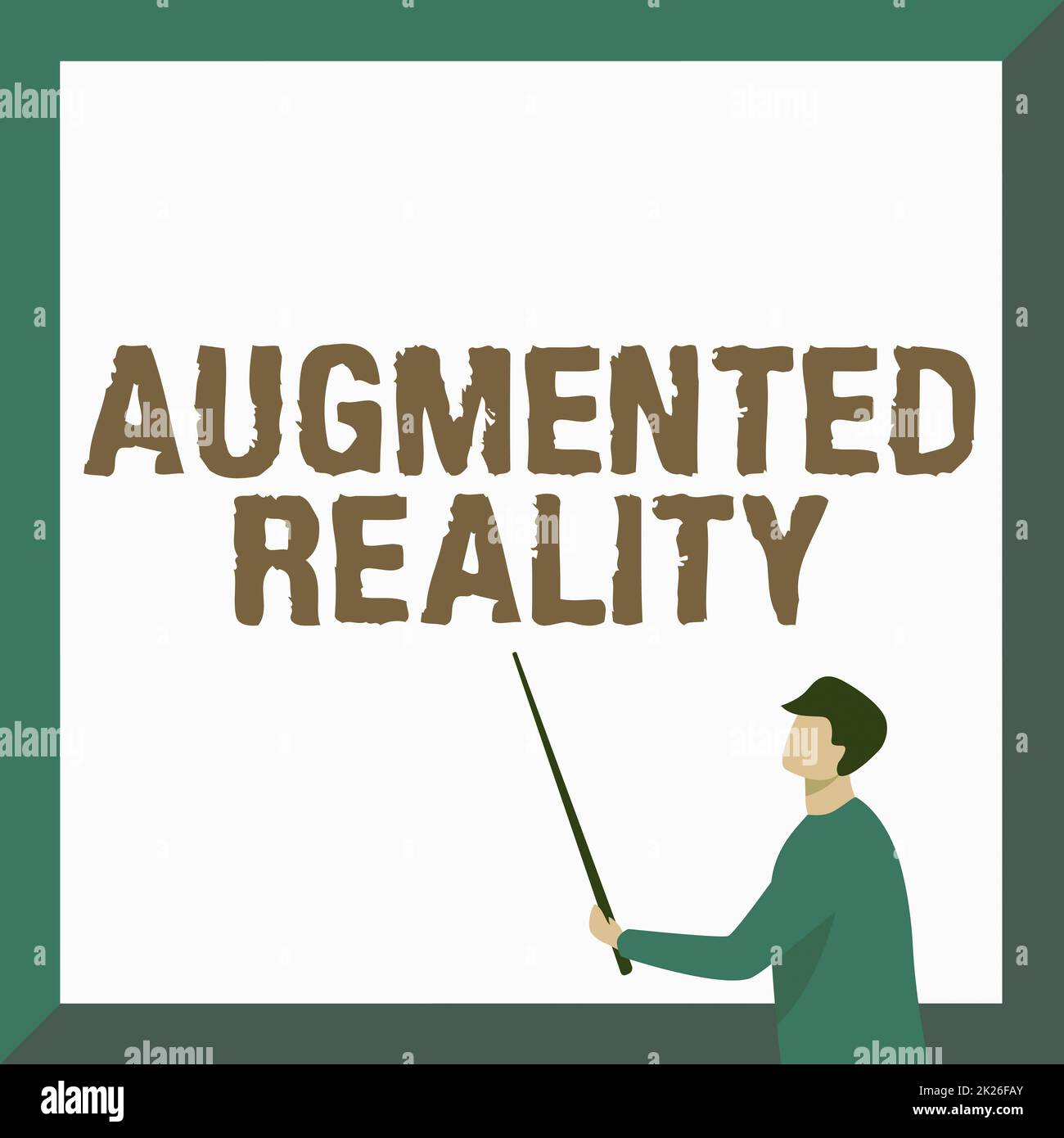Texte montrant l'inspiration réalité augmentée. Concept signifie technologie qui impose l'image d'ordinateur sur le monde réel de l'instructeur dessin tenant Stick Pointing Board montrant de nouvelles leçons. Banque D'Images