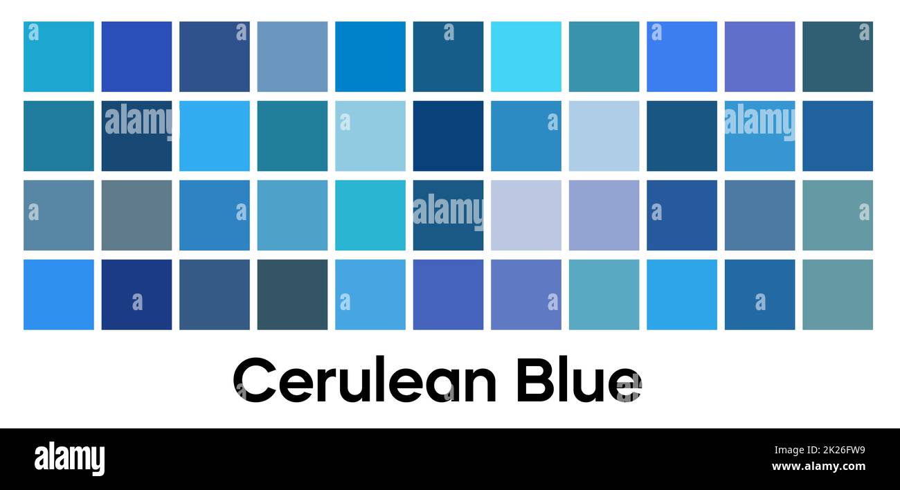 Couleur bleue moderne, jeu de palettes vectorielles. Collection de modèles de tons bleu, indigo et turquoise Ceruléen. Banque D'Images
