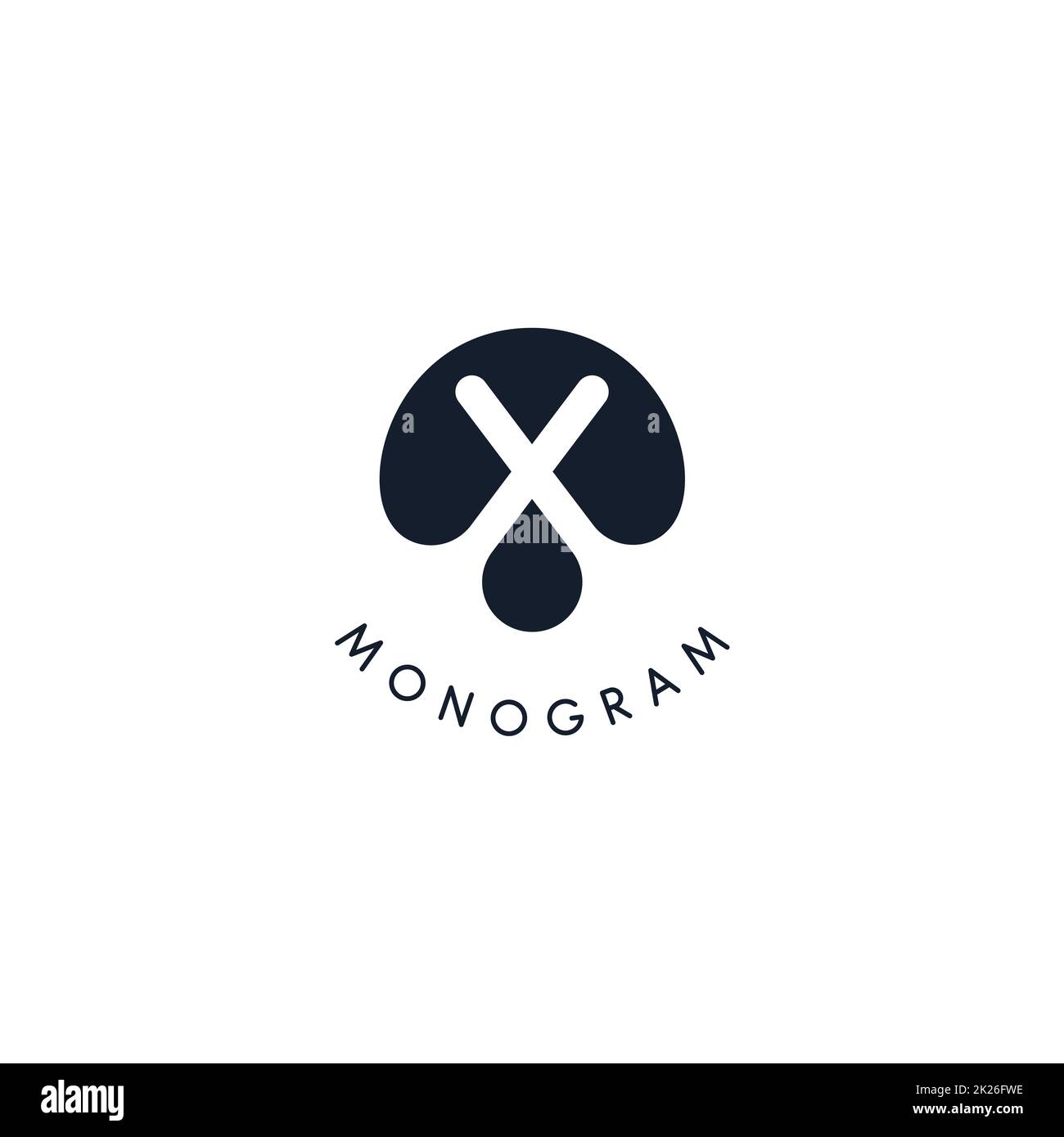 Logo noir avec silhouette découpée de la lettre X, monogramme rond pour les affaires et la marque.Logotype vectoriel moderne, badge circulaire, style d'espace négatif Banque D'Images