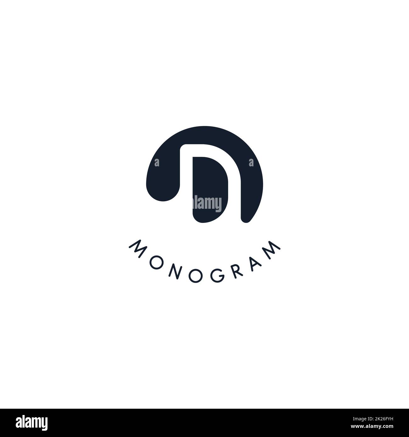 Logo noir avec silhouette découpée de la lettre D, monogramme rond pour les affaires et la marque.Logotype vectoriel moderne, badge circulaire, style d'espace négatif Banque D'Images