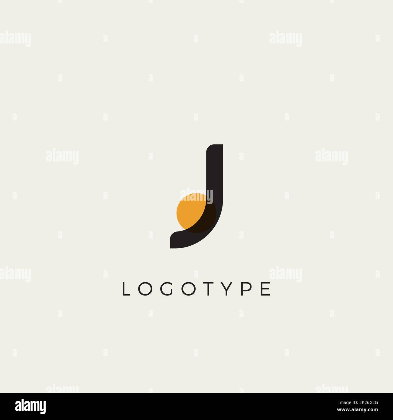 Lettre J créative pour le logo et le monogramme. Lettre de style artistique minimaliste avec un point jaune pour l'éducation, les fêtes, les fêtes ou les graphiques technologiques. Motif typographique vectoriel Banque D'Images