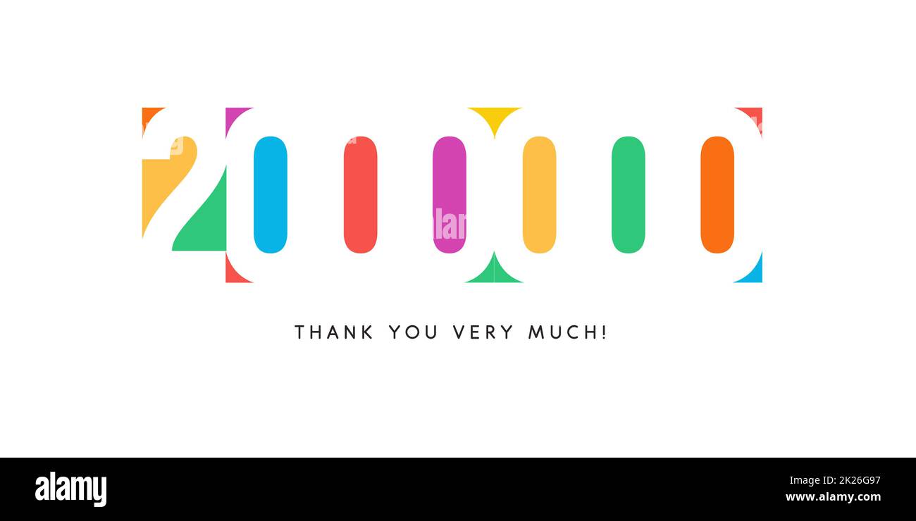 Deux millions d'abonnés baner. Logo en couleur pour l'anniversaire. Banque D'Images