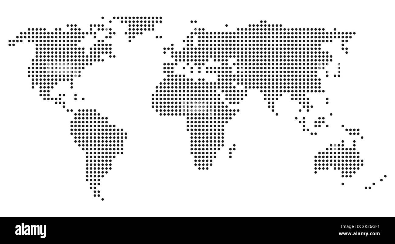 Carte du monde avec petits points noirs Banque D'Images