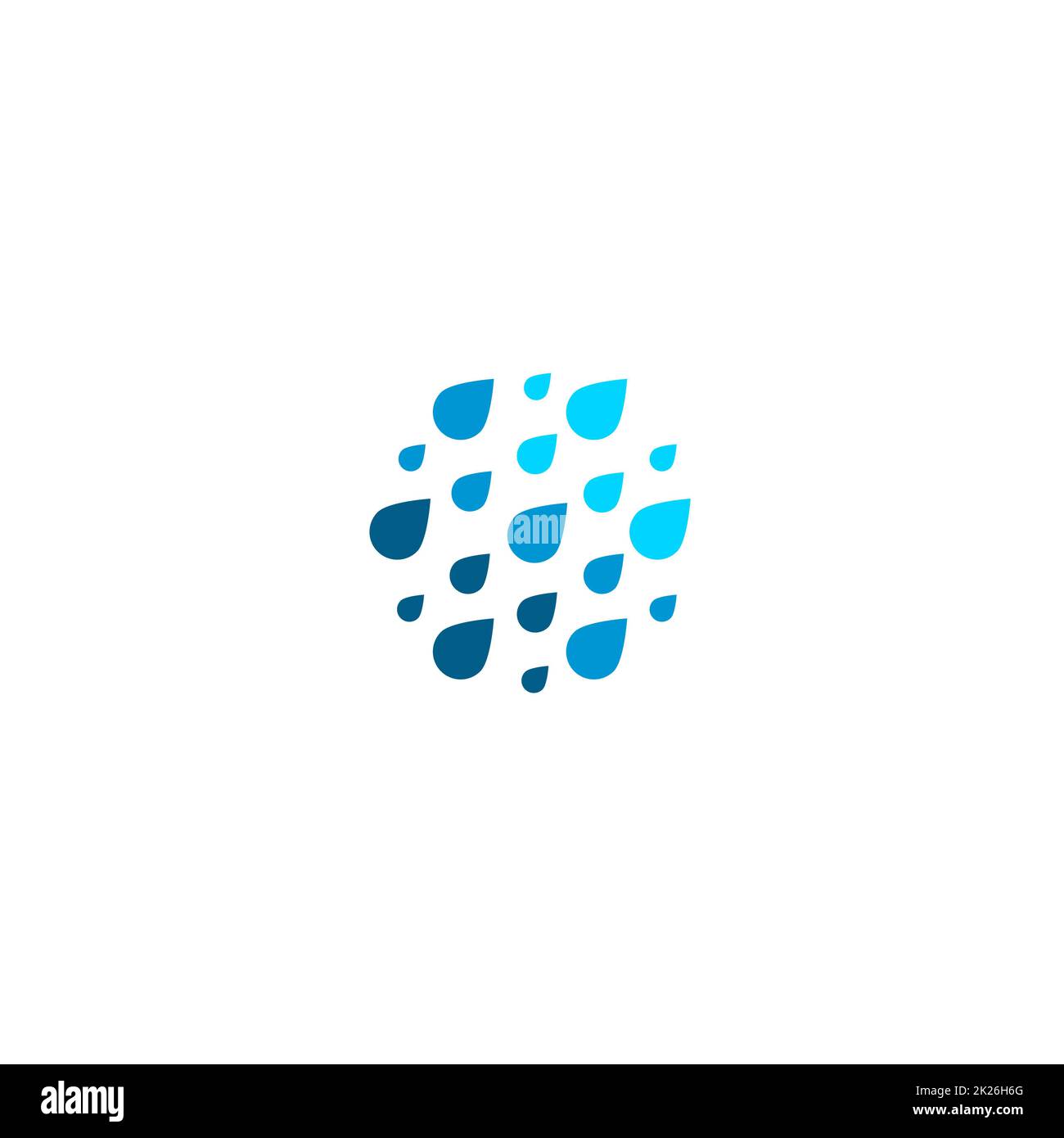 L'icône de gouttes. Logo de l'eau propre modèle. Temps de pluie ronde logotype. Gradient simple ombre style télévision signe. Résumé bleu symbole de l'humidité. Vector illustration isolé sur fond blanc. Banque D'Images