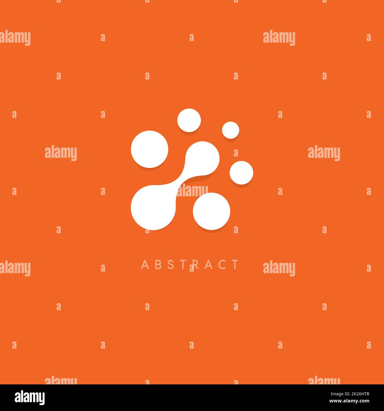 Abstract vector logo. Points blancs sur fond orange. Les cercles inhabituelle. modèle logotype L'icône de la puce d'ordinateur. Banque D'Images