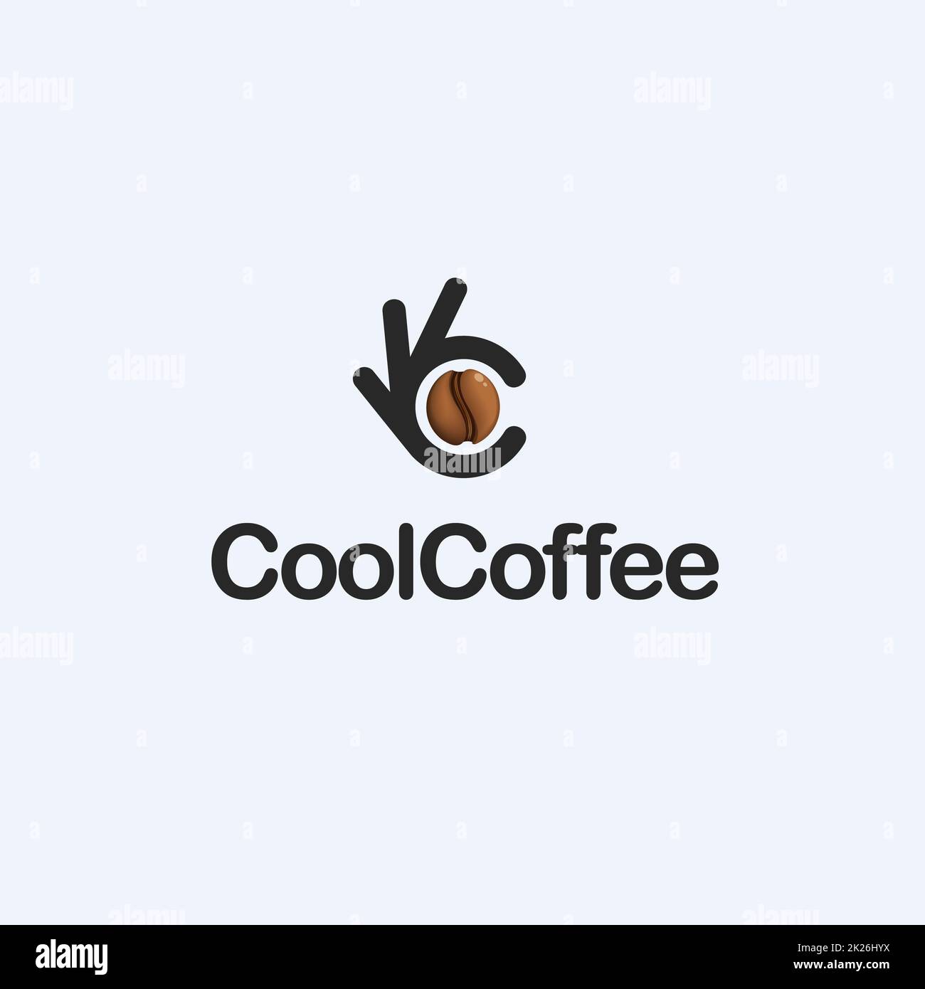 Grain de café, symbole Ok, ok logo vector, de haute qualité Banque D'Images