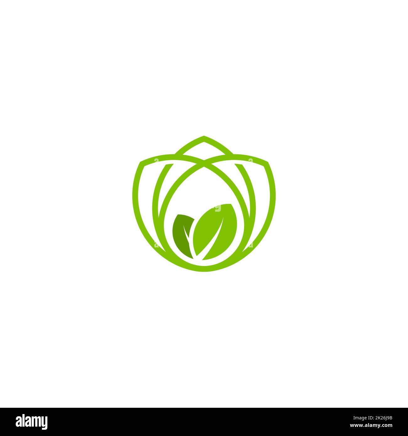 Design moderne profilée feuille vectorielles logo. Lineart label biologique. L'icône vert jardin, produits de la Nature. Eco cosmetics signe. Mode de vie sain. Banque D'Images