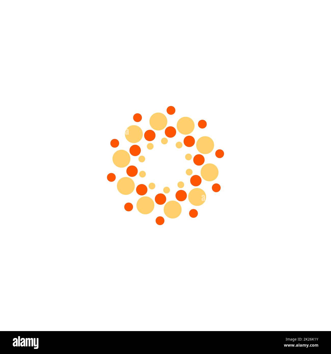 Vector isolated logo sun modèle. Résumé Points symbole. Icône de forme circulaire. Banque D'Images