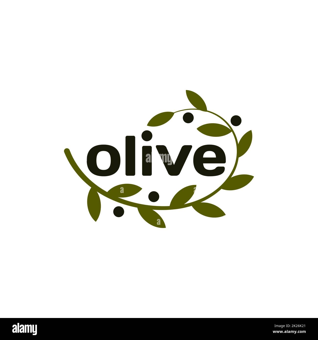 Olive Branch isolés logo Vector. Logotype de l'huile. Les produits de santé naturelle de l'icône. Banque D'Images