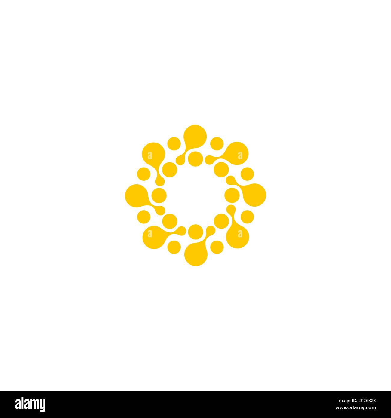 Vector isolated logo sun modèle. Résumé Points symbole. Icône de forme circulaire. Banque D'Images
