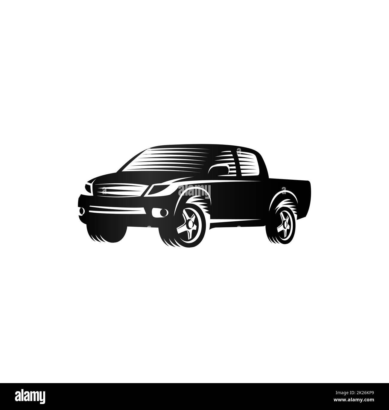 Gravures monochromes isolés camionnettes, voitures, logotype logo couleur noir véhicule automobile vector illustration Banque D'Images
