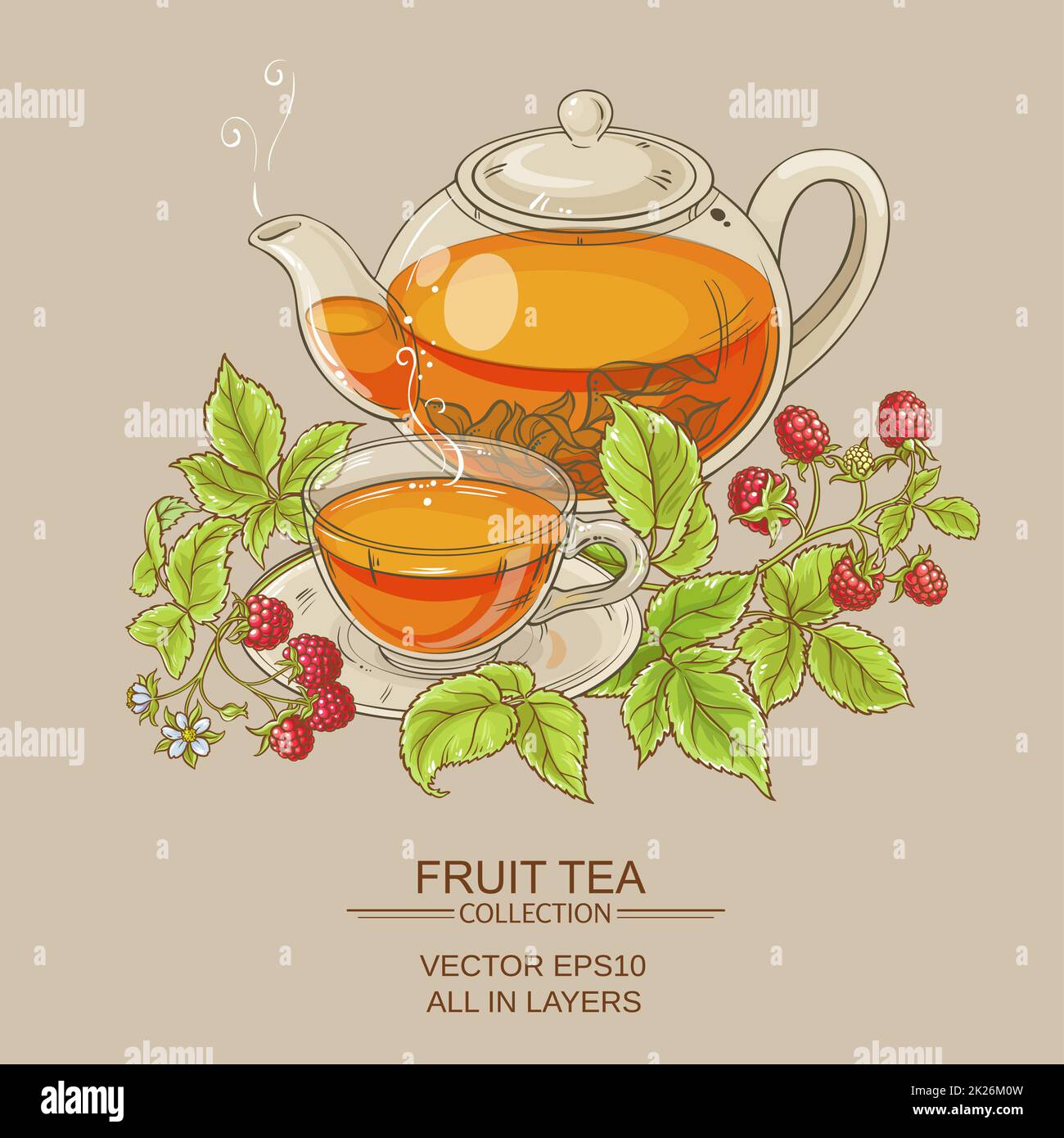 illustration du thé à la framboise Banque D'Images